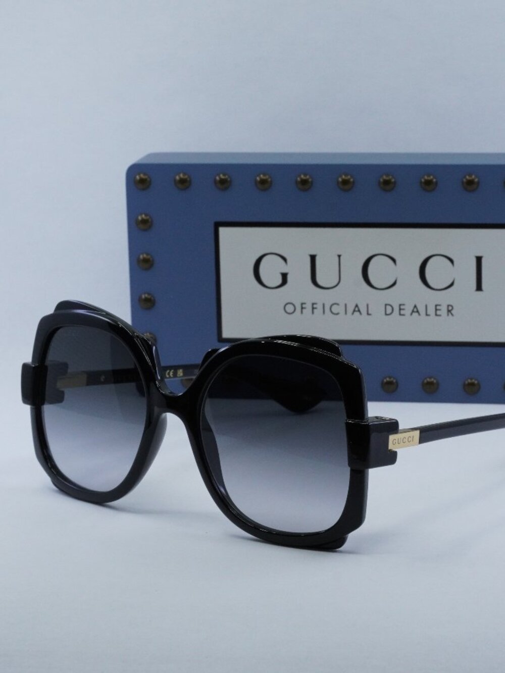 Gucci GG1431S 001 Women Butterfly Sunglasses - Black / Grey